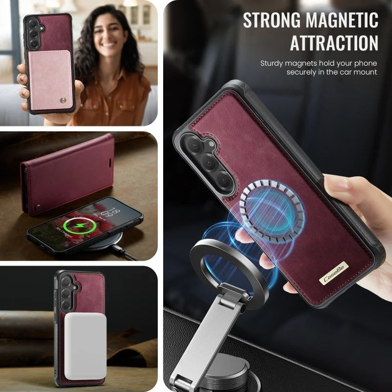 Magnetic leather wallet case for Samsung Galaxy S20–S26, view 4