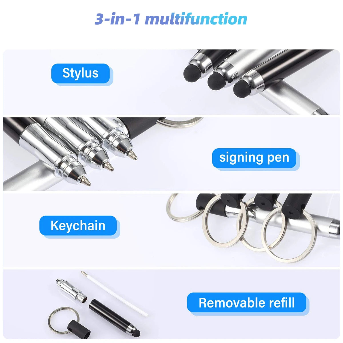 2-in-1 mini stylus and ballpoint pen keychain, view 5