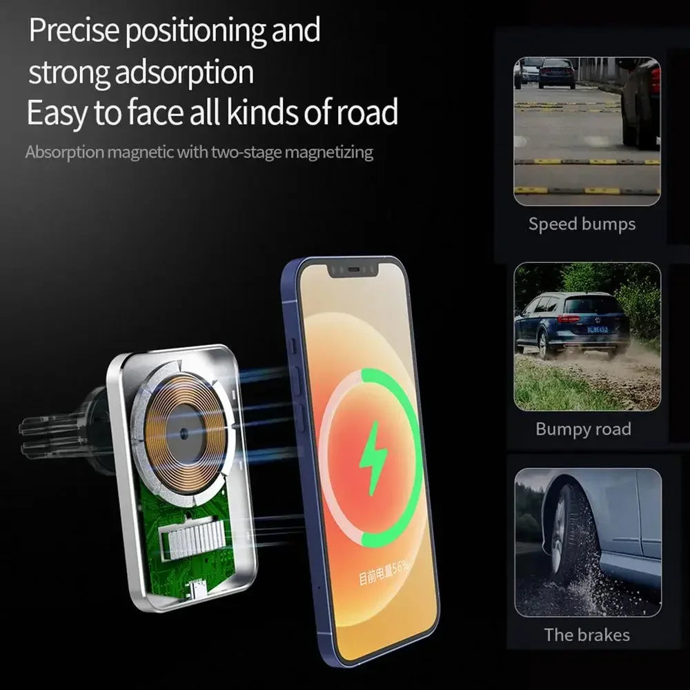 30W magnetic car wireless charger mount for iPhone 12–16, view 4
