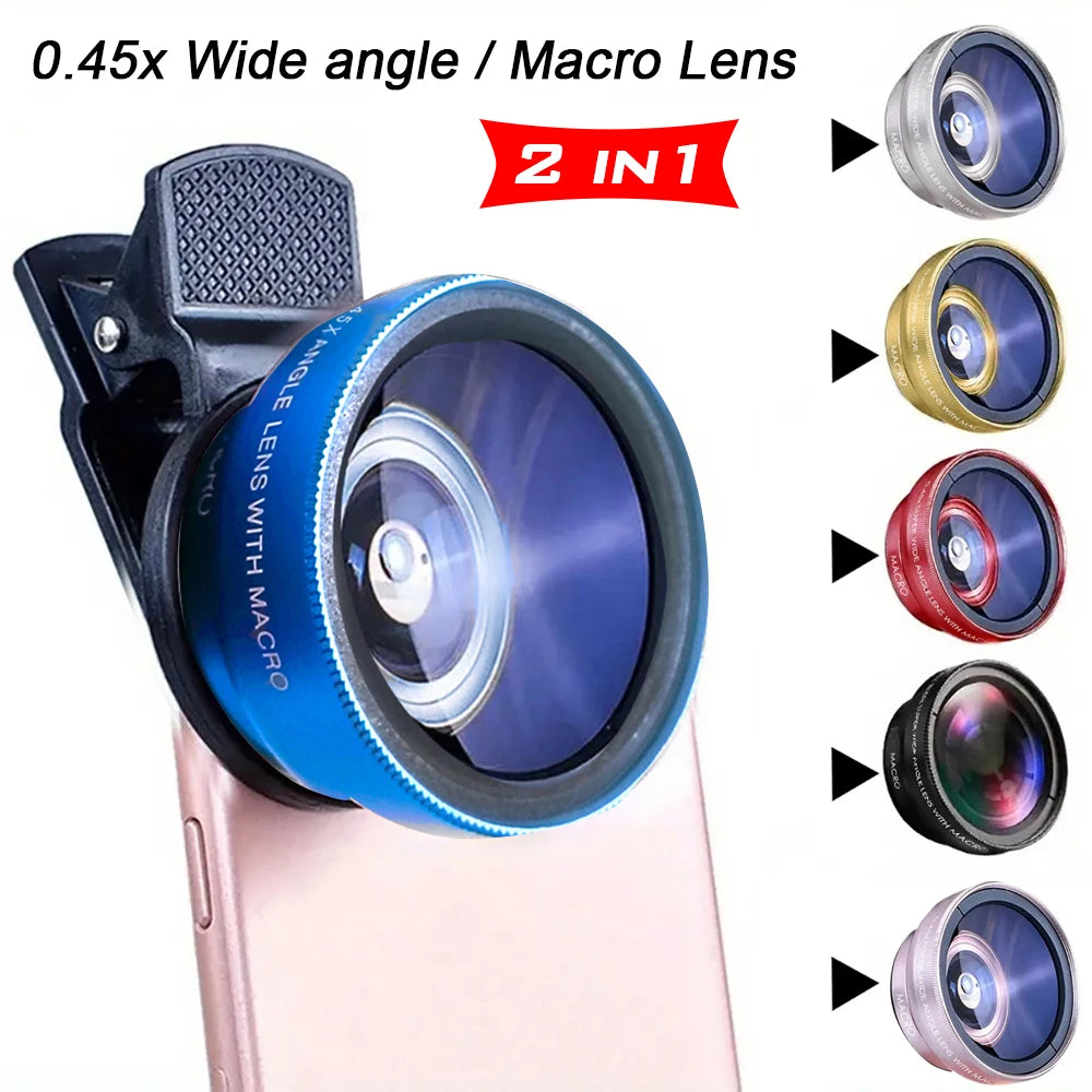 2-in-1 phone camera lens kit, 0.45x wide angle and 12.5x macro