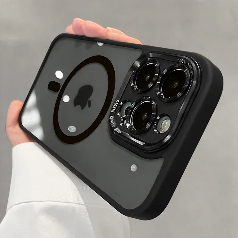 Clear magnetic case with metal lens bumper for iPhone 11–18, view 2