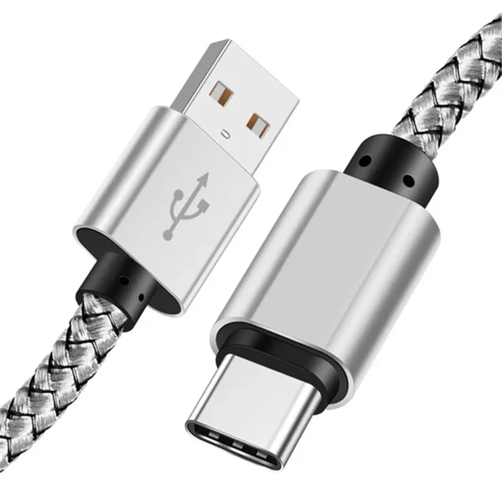 Braided USB-A to USB-C cable, white
