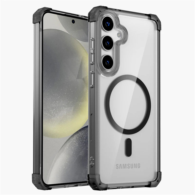 Clear armor MagSafe case for Samsung Galaxy S22–S26, black
