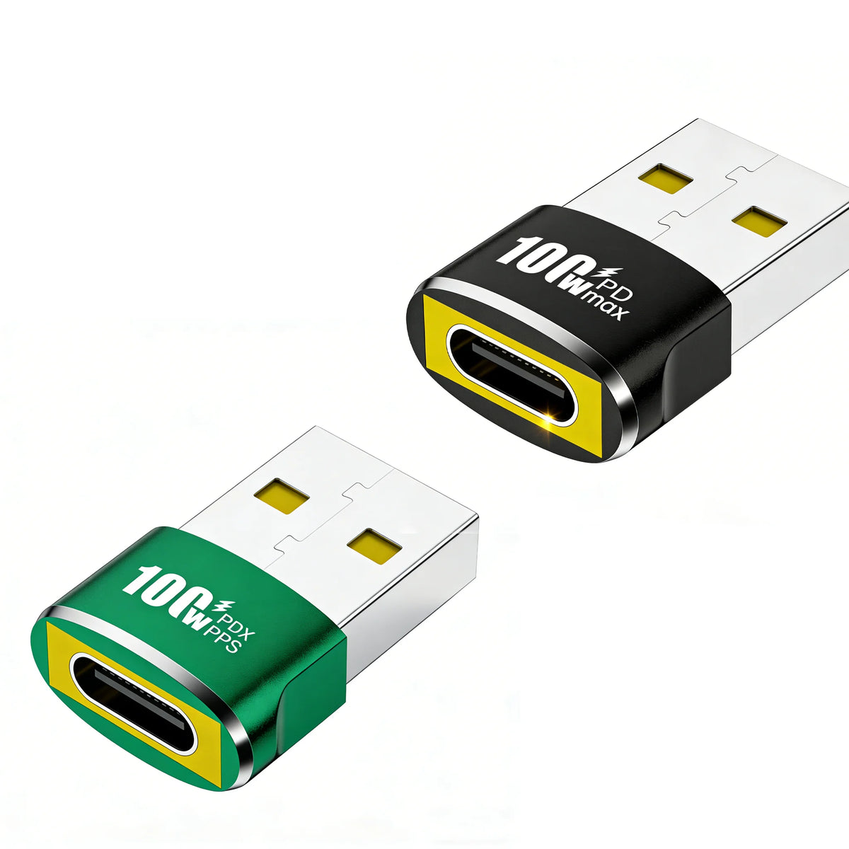100W USB-C female to USB-A male OTG adapter, 2PCS