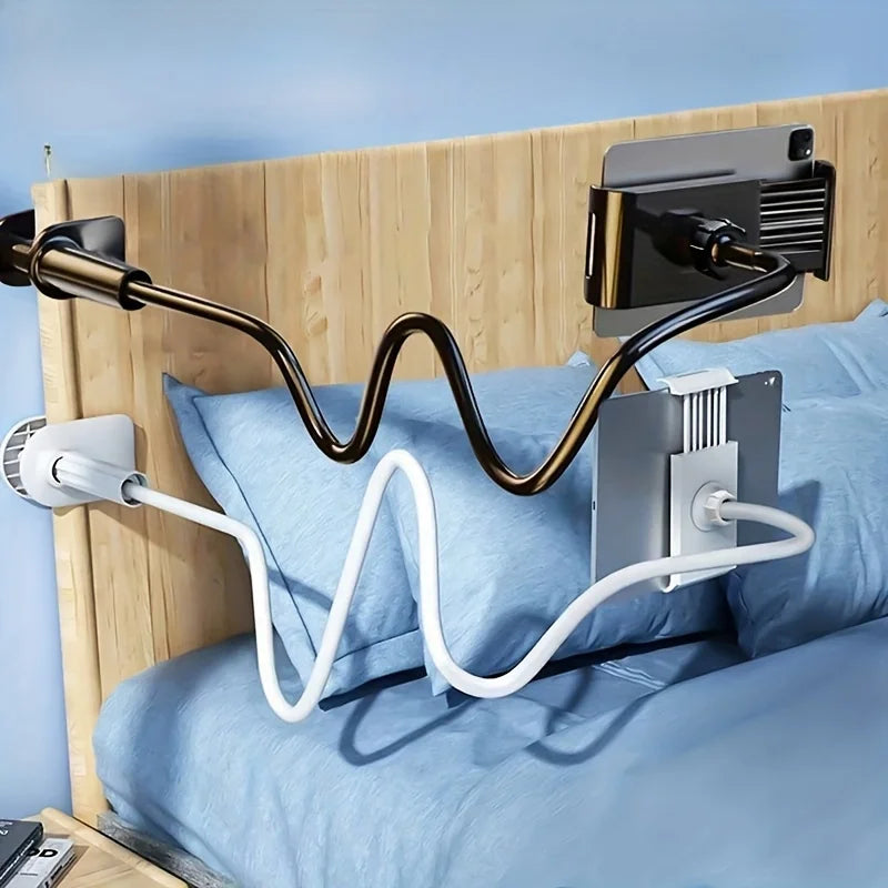 Bedside lazy arm phone and tablet holder, black white
