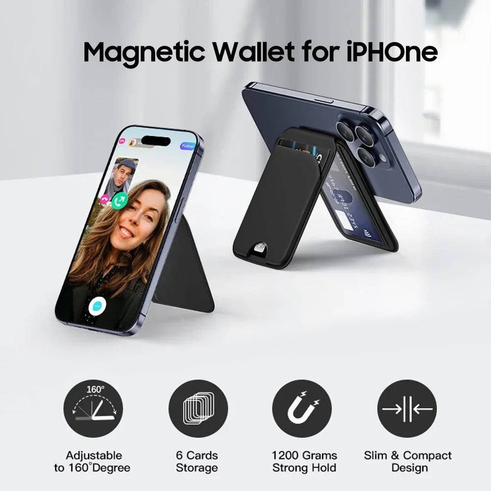 Magnetic leather wallet with stand, view 3