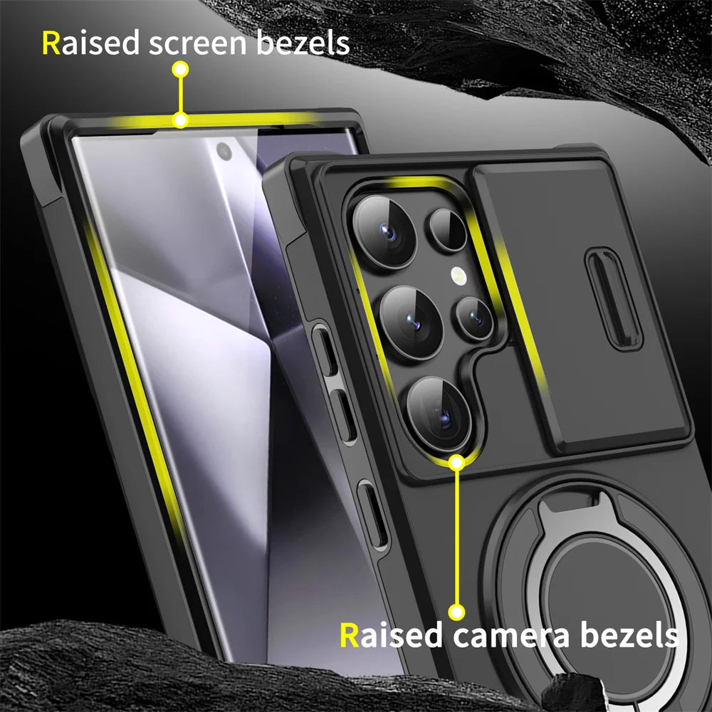 Slide camera cover magnetic stand case for Samsung Galaxy S and A series, view 8