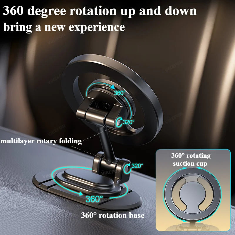 1040° rotating all-metal magnetic car phone holder for MagSafe, view 3
