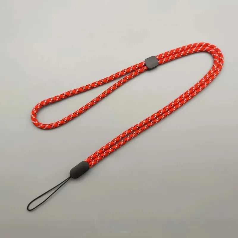 Cute adjustable crossbody phone lanyard with card clip, red