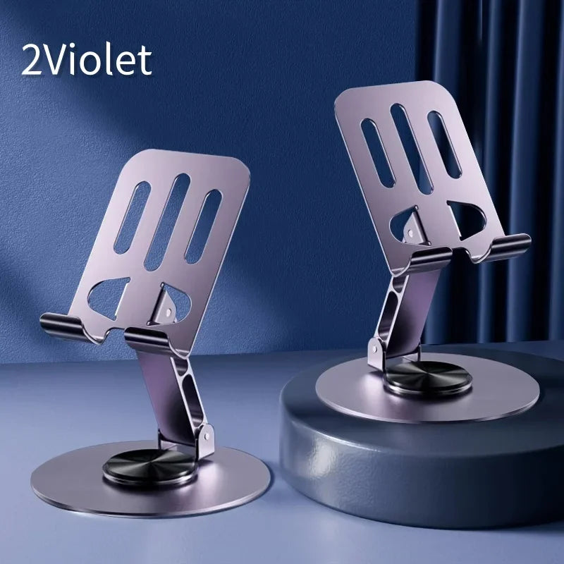720° rotating foldable aluminum tablet and phone desk stand, purple