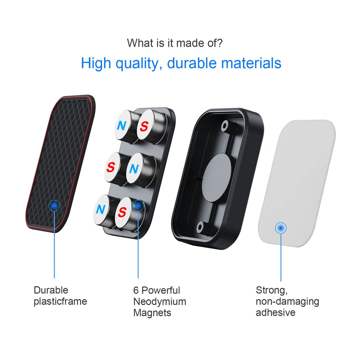 Flat magnetic car phone mount, view 2