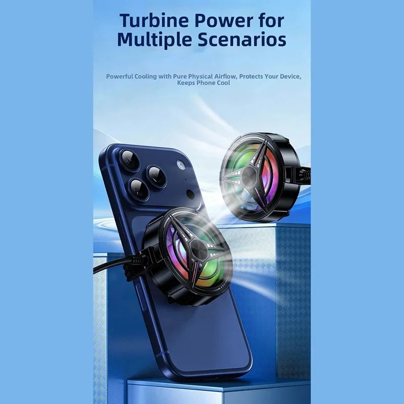 Gaming phone cooler fan with RGB LED lights, view 4