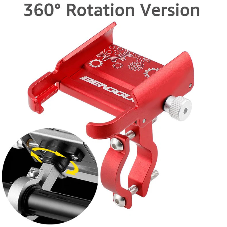 360° rotating bike phone holder for 4.7–7.0 inch phones, red