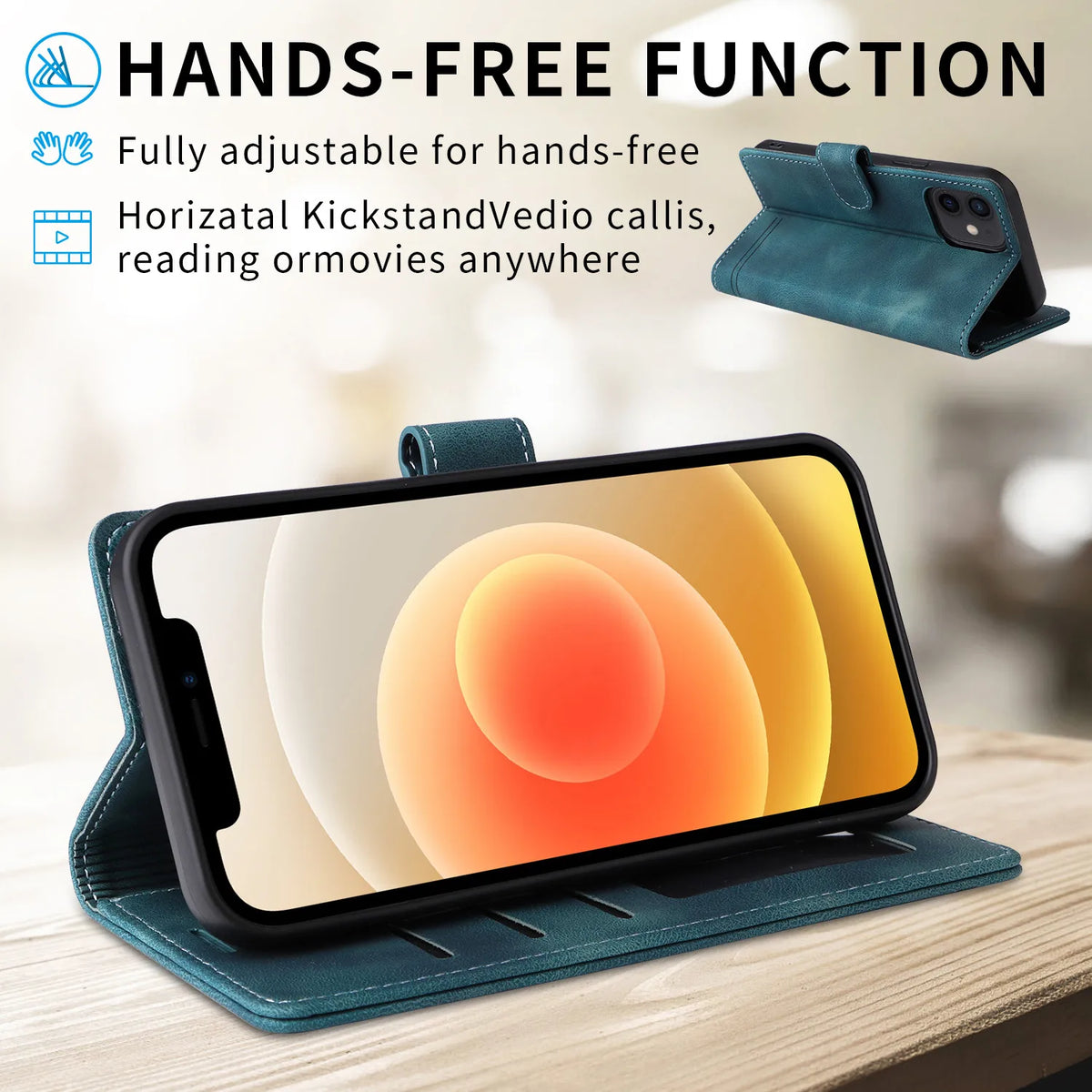 Leather flip wallet case with stand for Samsung Galaxy S and Note, view 5