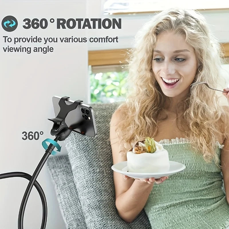 Bedside phone holder with flexible long arm and swivel headrest, view 3