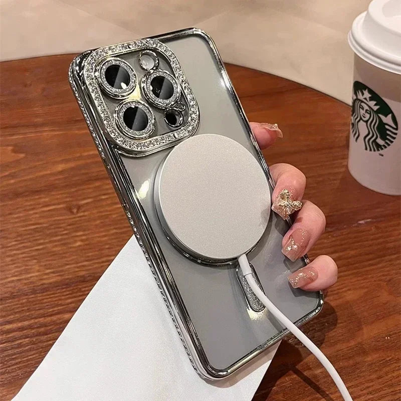 Glitter diamond clear magnetic bumper case for iPhone 11–18, view 3