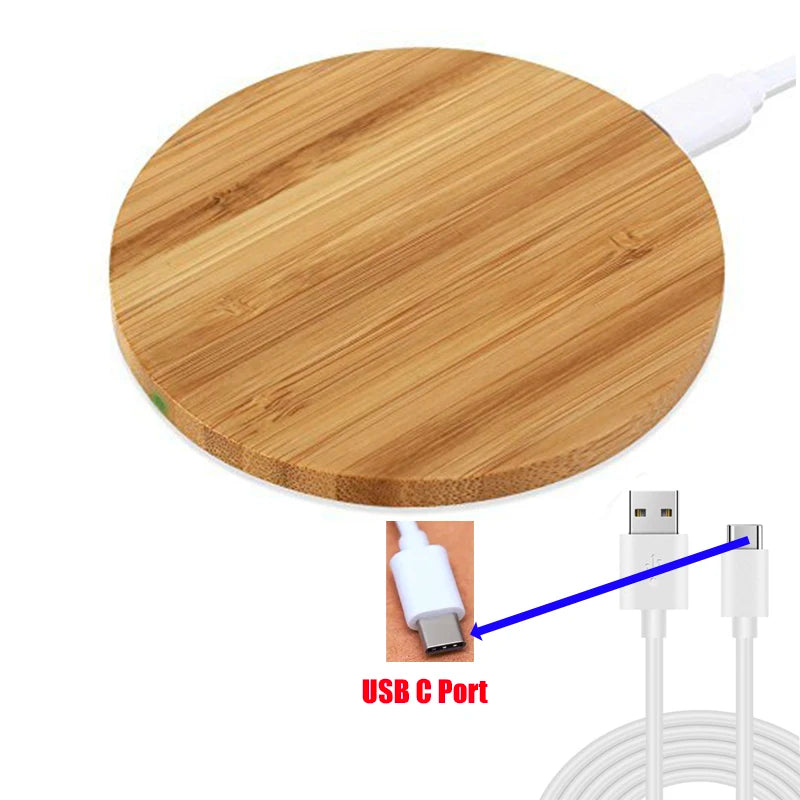 Bamboo wood 15W Qi wireless charging pad, view 8
