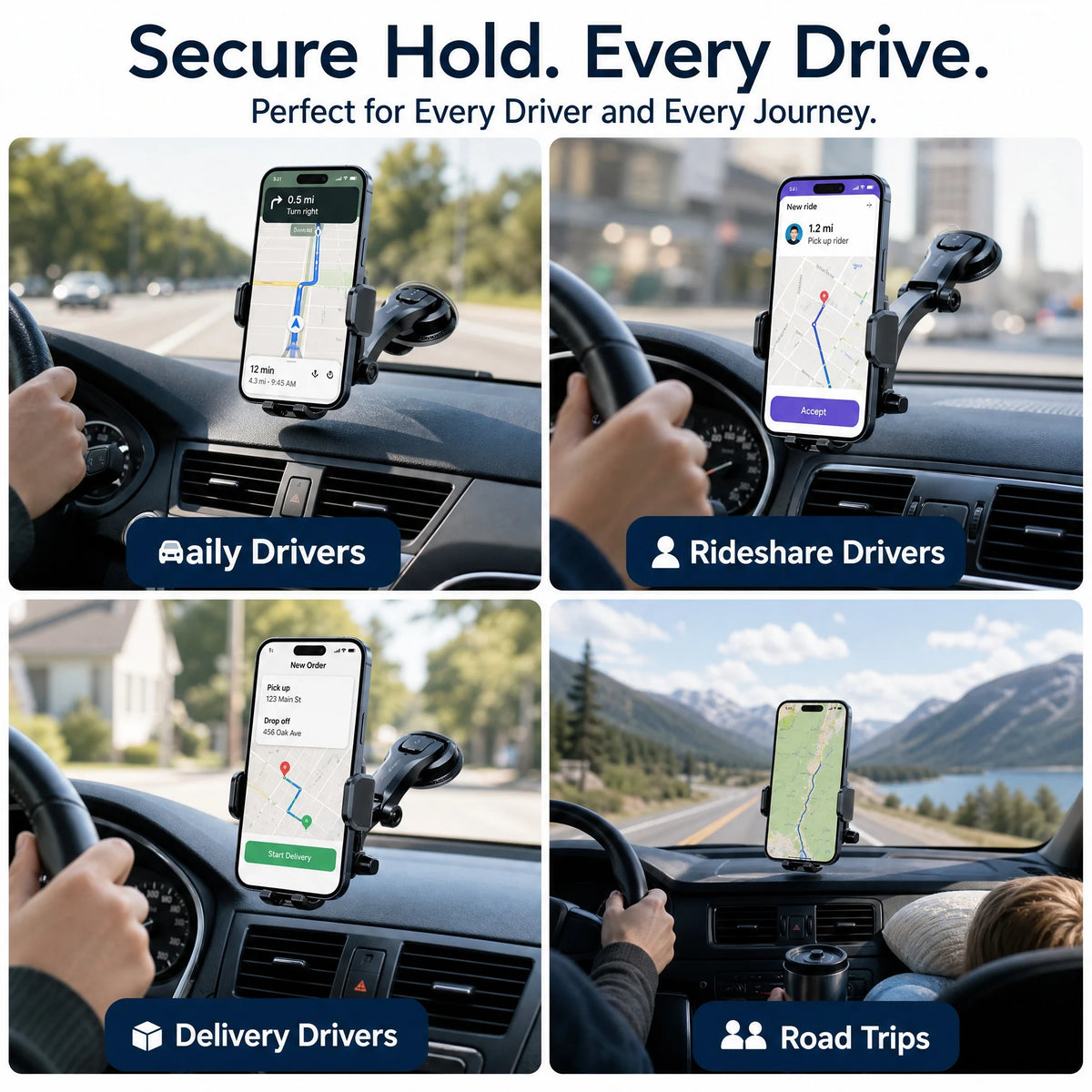 Flexible nano silicone car phone holder with 360° rotation, view 3