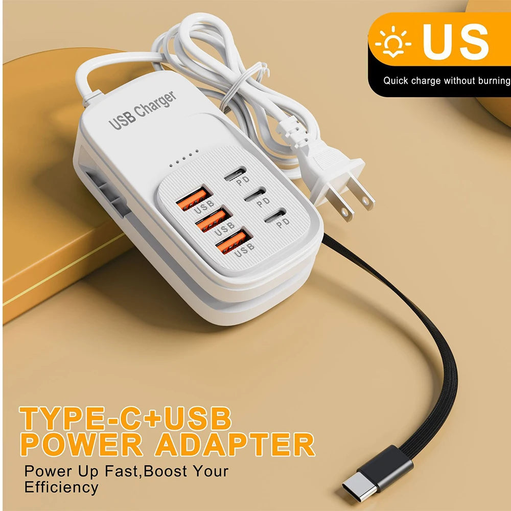 6-in-1 USB charging station with 3 PD and 3 USB ports, view 8