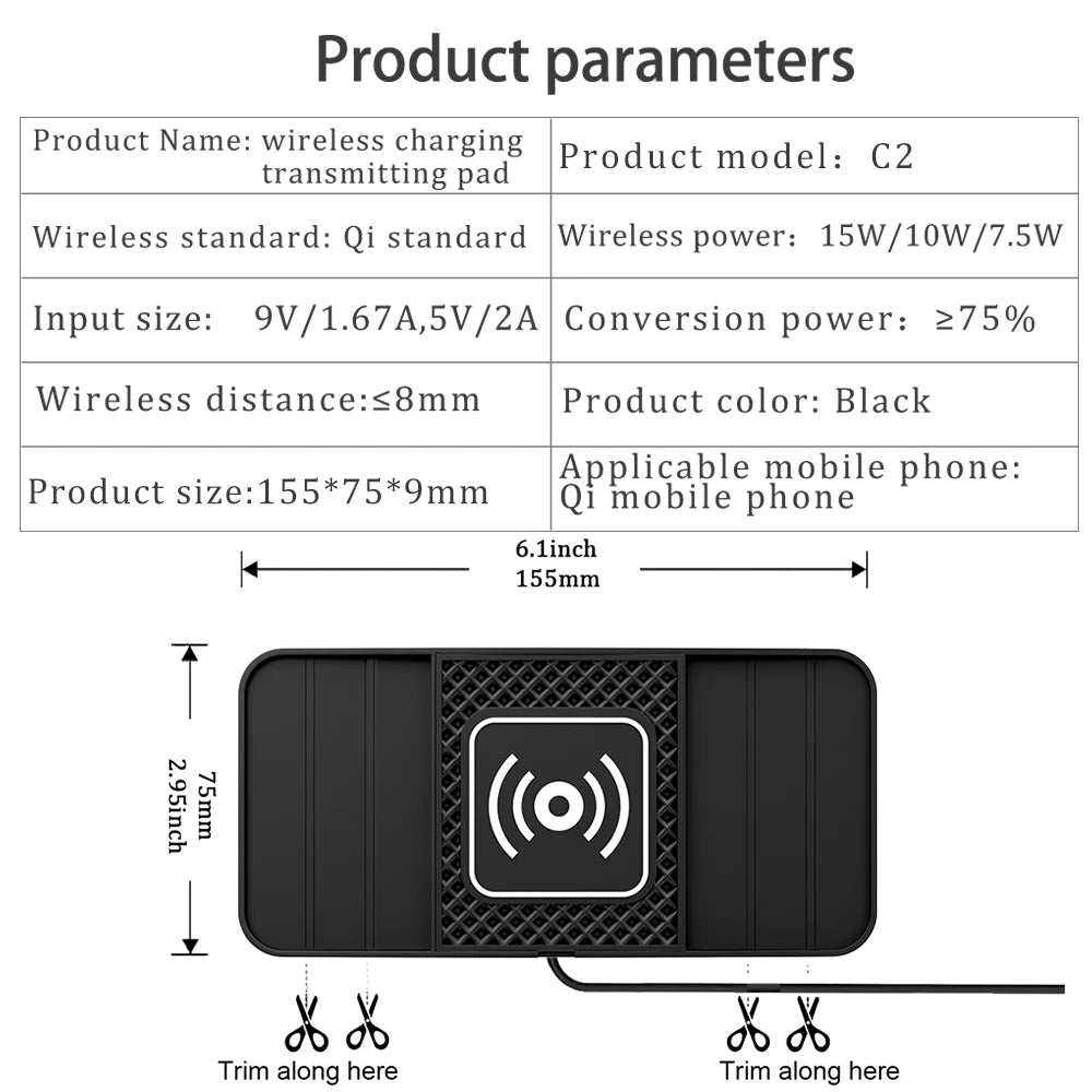 15W non-slip wireless charging pad for car, view 4