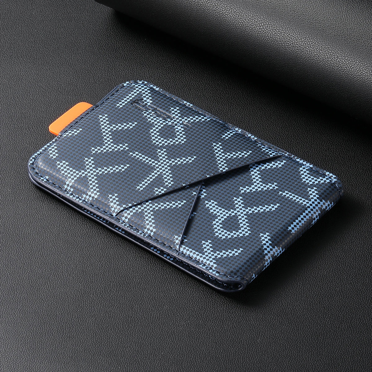 Leather MagSafe card wallet, blue