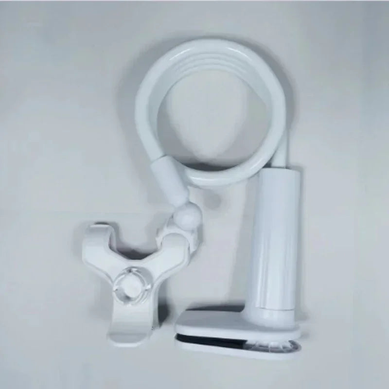 Adjustable long-arm baby monitor and phone holder for bed or cradle, white