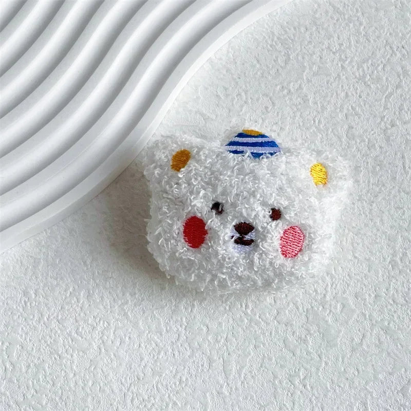 Fluffy plush bear folding phone grip, view 7