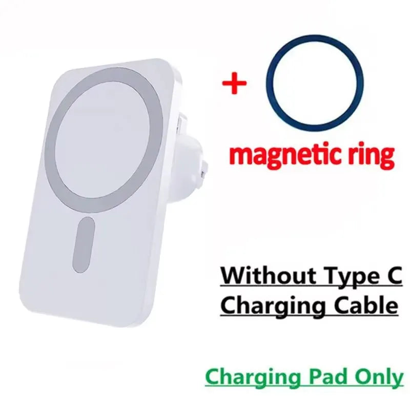 30W magnetic car wireless charger mount for iPhone 12–16, white