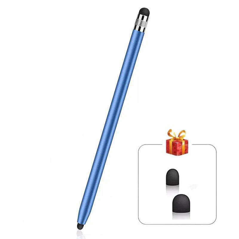 Universal capacitive stylus with dual silicone tips, blue