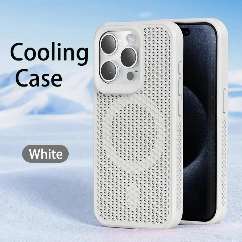 Cooling heat dissipation MagSafe case for iPhone 11–18, white