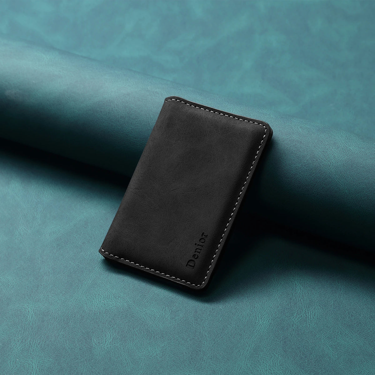 Magnetic PU leather card wallet, black