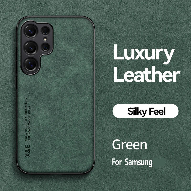 Ultra-thin PU leather case for Samsung Galaxy S22–S26, green