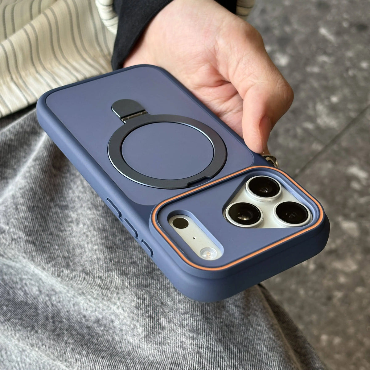 Matte armor kickstand case, navy