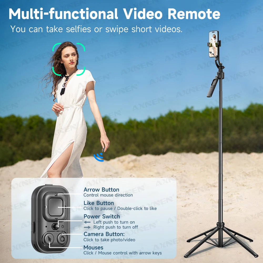 Face-tracking selfie stick tripod, view 2