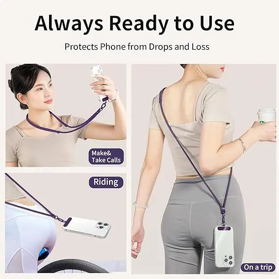 Adjustable crossbody phone lanyard with case clip, view 4