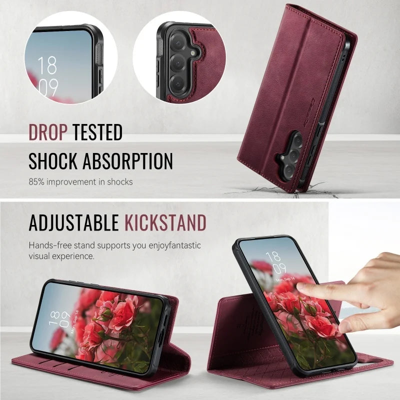 Magnetic leather wallet case for Samsung Galaxy S20–S26, view 7