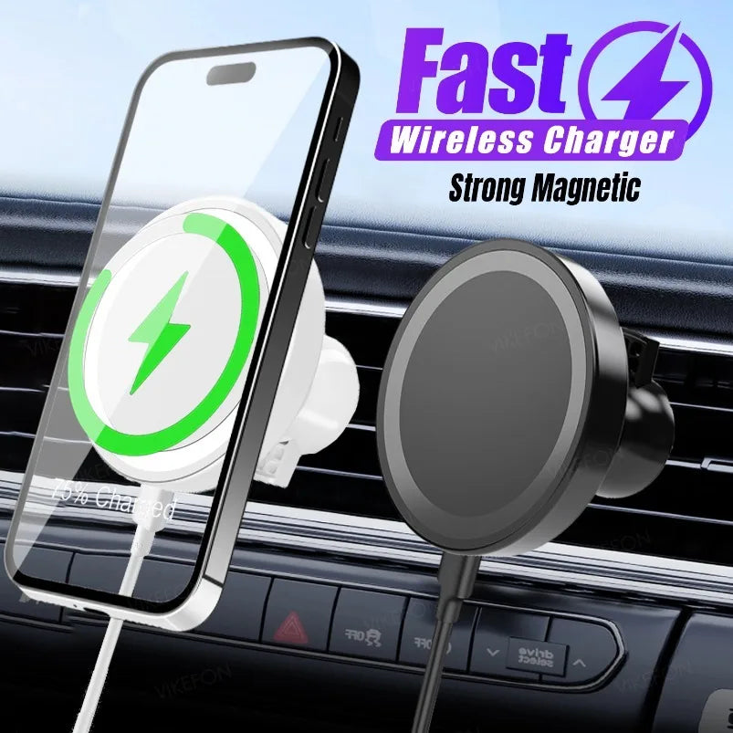 Magnetic air vent wireless charging car mount for MagSafe