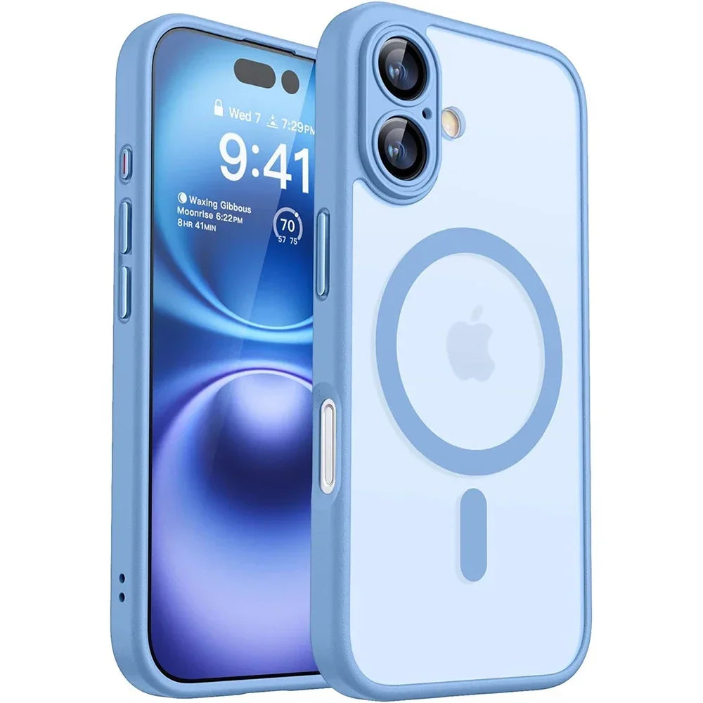 Translucent armor MagSafe case, light blue