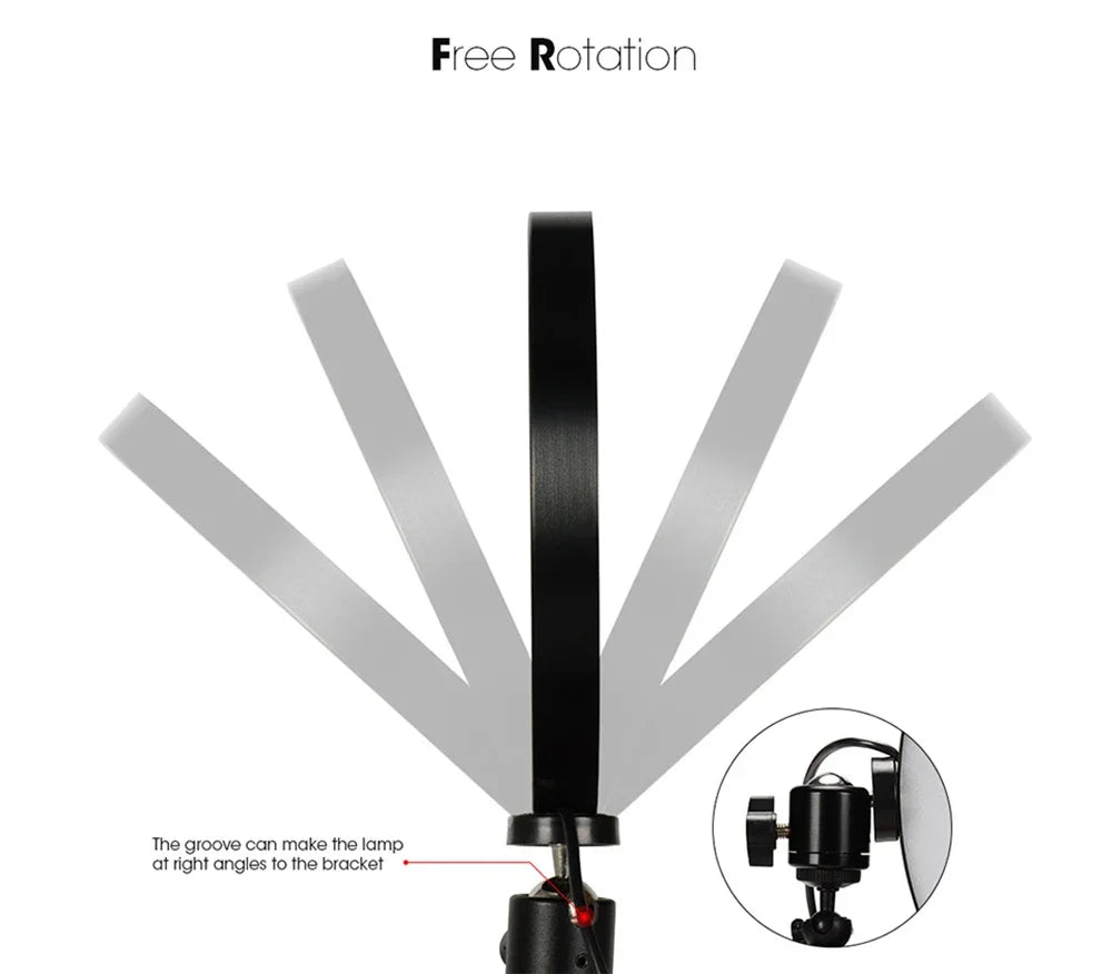 10-inch dimmable LED ring light kit with tripod, view 8