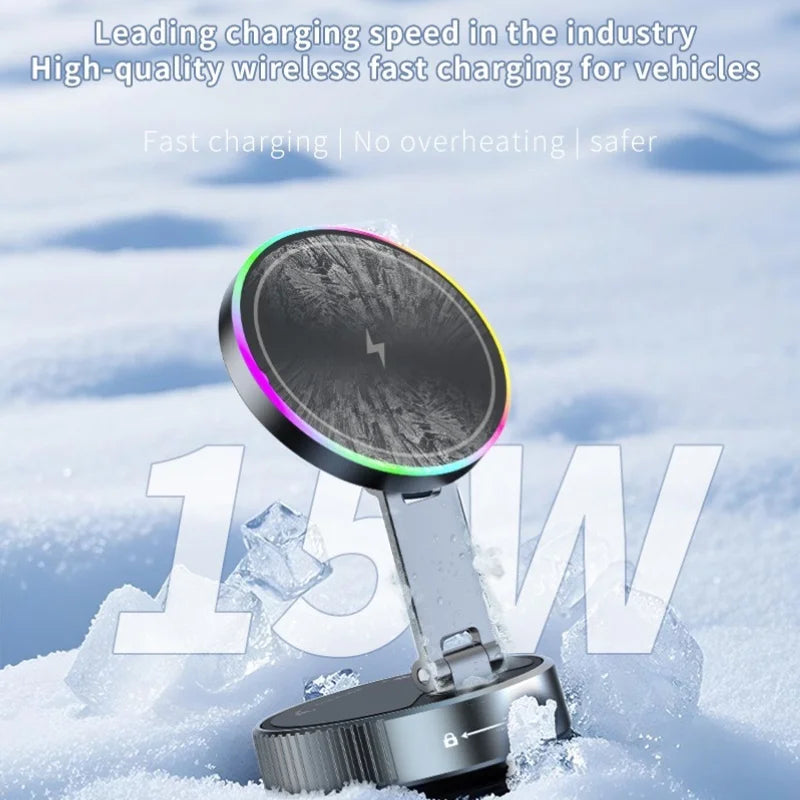 15W vacuum suction magnetic wireless charging car mount, view 5