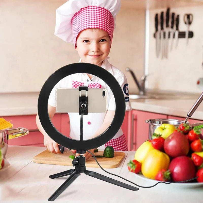 10-inch dimmable LED ring light kit with tripod, view 3