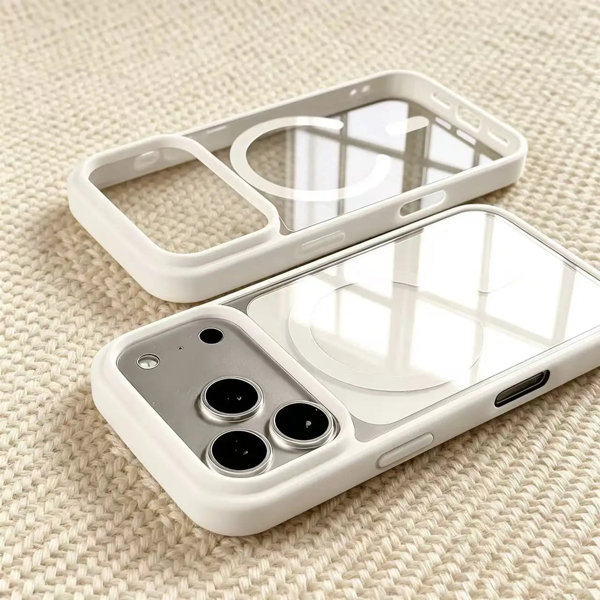Transparent acrylic MagSafe case for iPhone 12–17 & Air, white