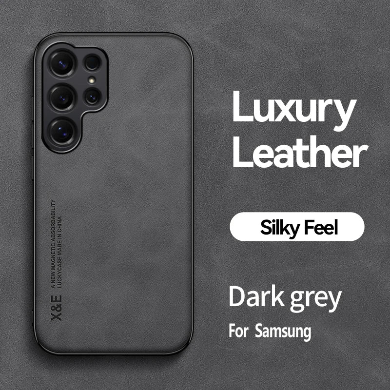 Ultra-thin PU leather case for Samsung Galaxy S22–S26, dark gray