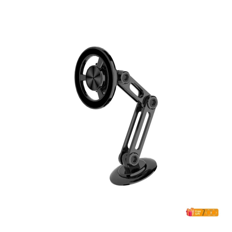 Foldable rotating metal magnetic car phone holder for air vents, black, view 7