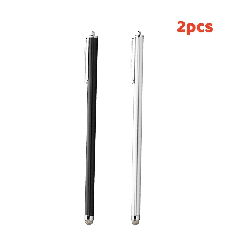 Long capacitive stylus pen for touch screens, black silver