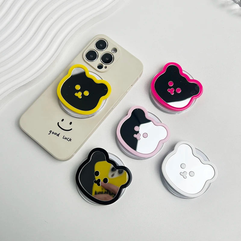 Cute bear mirror phone grip
