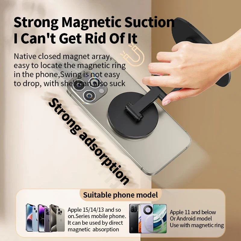 360° rotating foldable magnetic aluminum desk phone stand for MagSafe, view 3