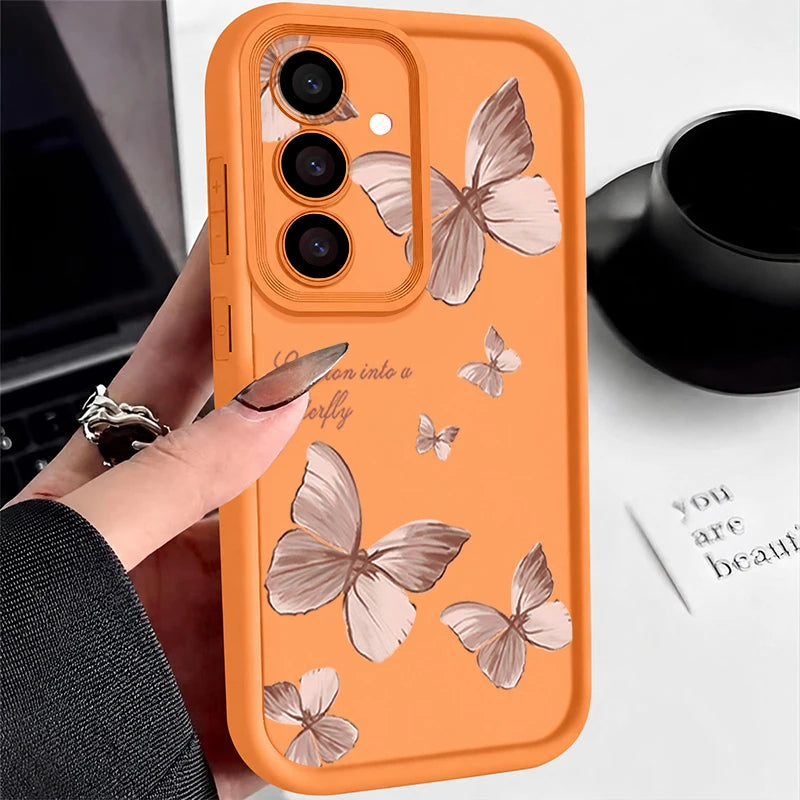 Gold butterfly soft TPU case, orange