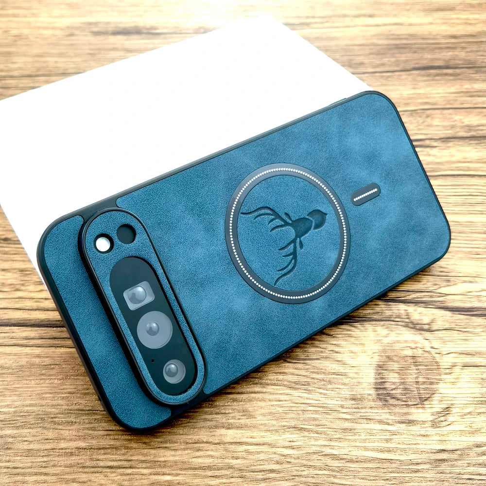 Faux leather MagSafe case for Pixel, dark blue