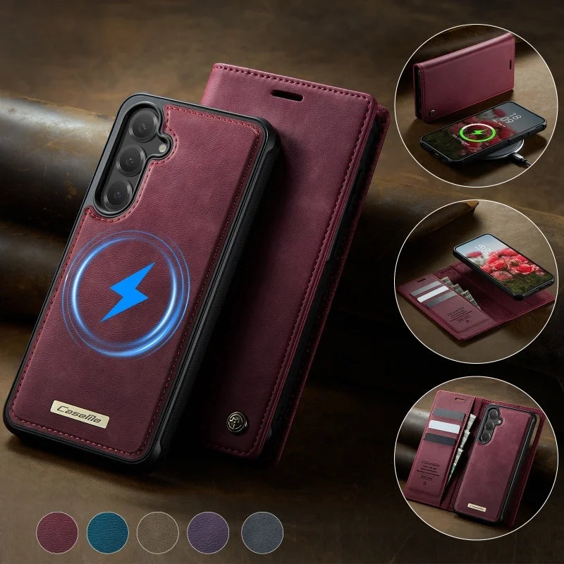 Magnetic leather wallet case for Samsung Galaxy S20–S26, view 2